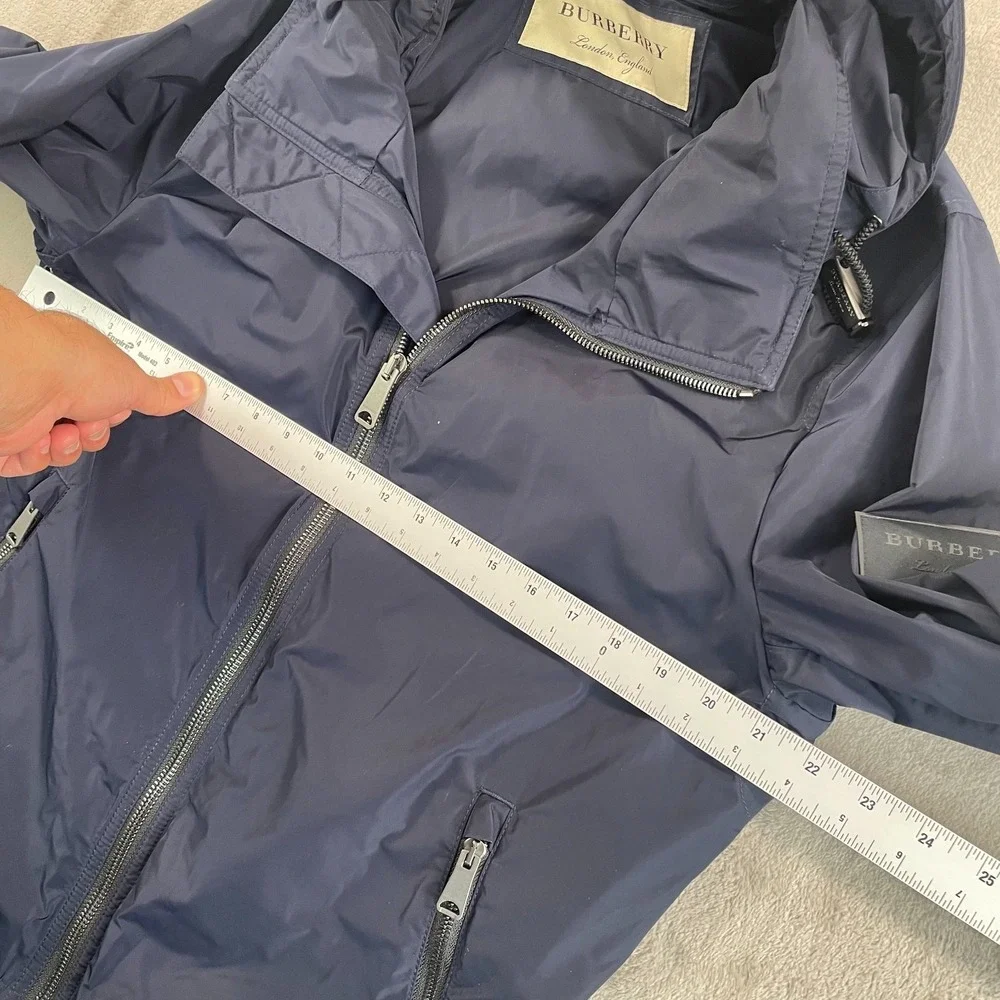 Burberry London Hedley Hooded Zip-Up JacketMen 52 Navy Packable Hood $590 - Picture 11 of 15